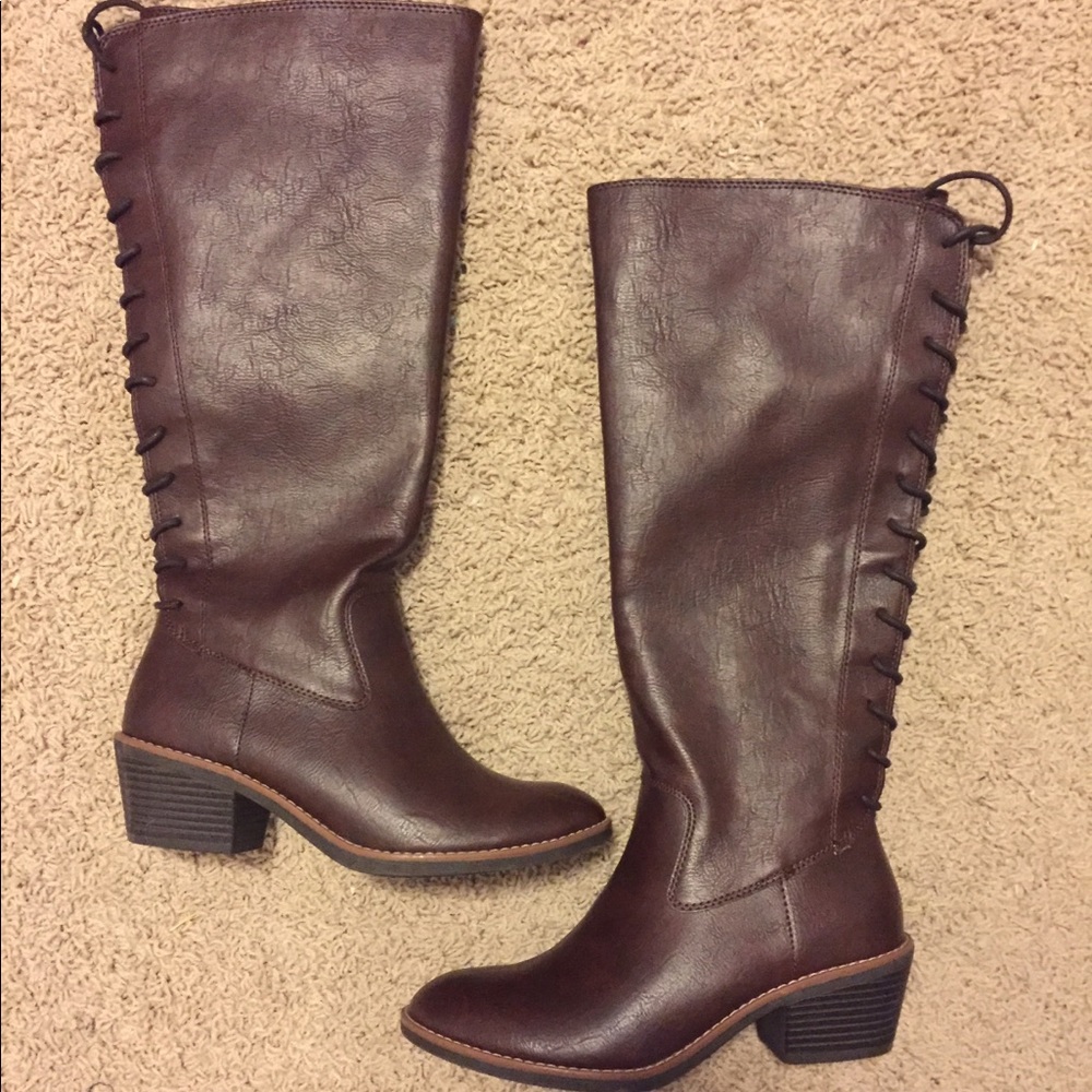 brown knee high boots
